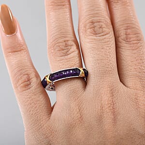 EverTrue African Amethyst 5.00 ctw Criss Cross Ring in 18K YG Plated and Platinum Bond (Size 10.0)