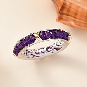 EverTrue African Amethyst 5.00 ctw Criss Cross Ring in 18K YG Plated and Platinum Bond (Size 10.0)