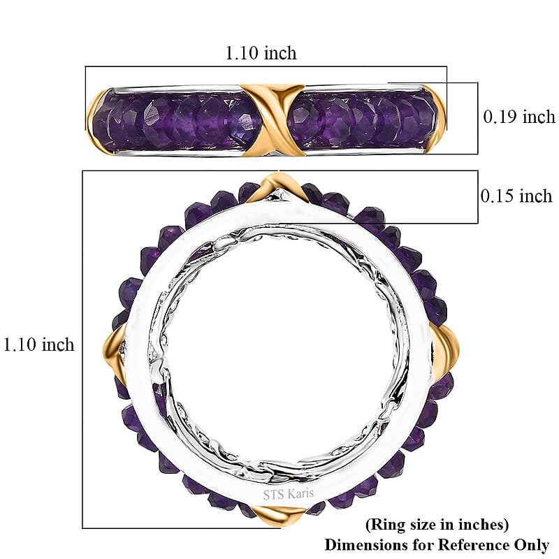 EverTrue African Amethyst 5.00 ctw Criss Cross Ring in 18K YG Plated and Platinum Bond (Size 10.0)