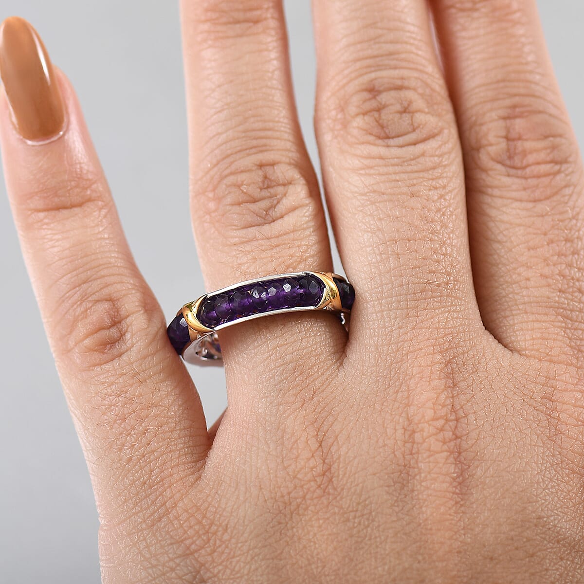 Karis African Amethyst 5.35 ctw Ring in 18K YG Plated and Platinum Bond (Size 6.0) image number 1