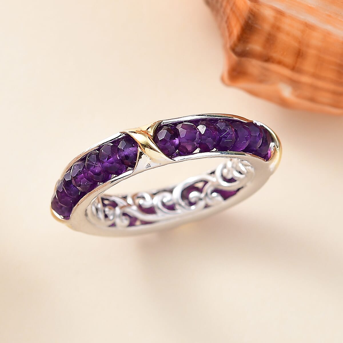 Karis African Amethyst 5.35 ctw Ring in 18K YG Plated and Platinum Bond (Size 6.0) image number 2
