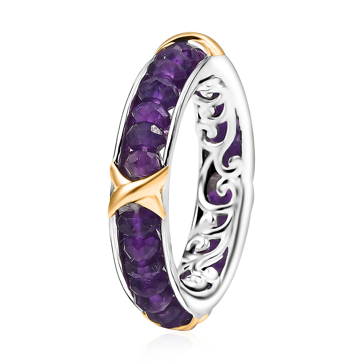 Karis African Amethyst 5.35 ctw Ring in 18K YG Plated and Platinum Bond (Size 6.0) image number 3