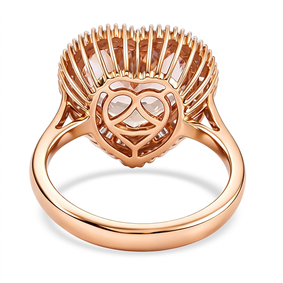 14K Rose Gold AAA Marropino Morganite, Diamond (G-H, I2) Heart Ring (Size 18.0) 5.40 ctw image number 4