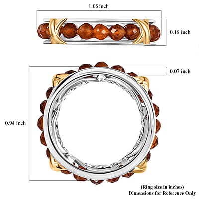 EverTrue Premium Ceylon Hessonite Garnet 10.00 ctw Criss Cross Ring in 18K YG Plated and Platinum Bond (Size 11.0)