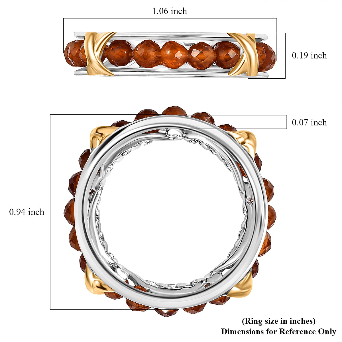 EverTrue Premium Ceylon Hessonite Garnet 10.00 ctw Criss Cross Ring in 18K YG Plated and Platinum Bond (Size 5.0) image number 5