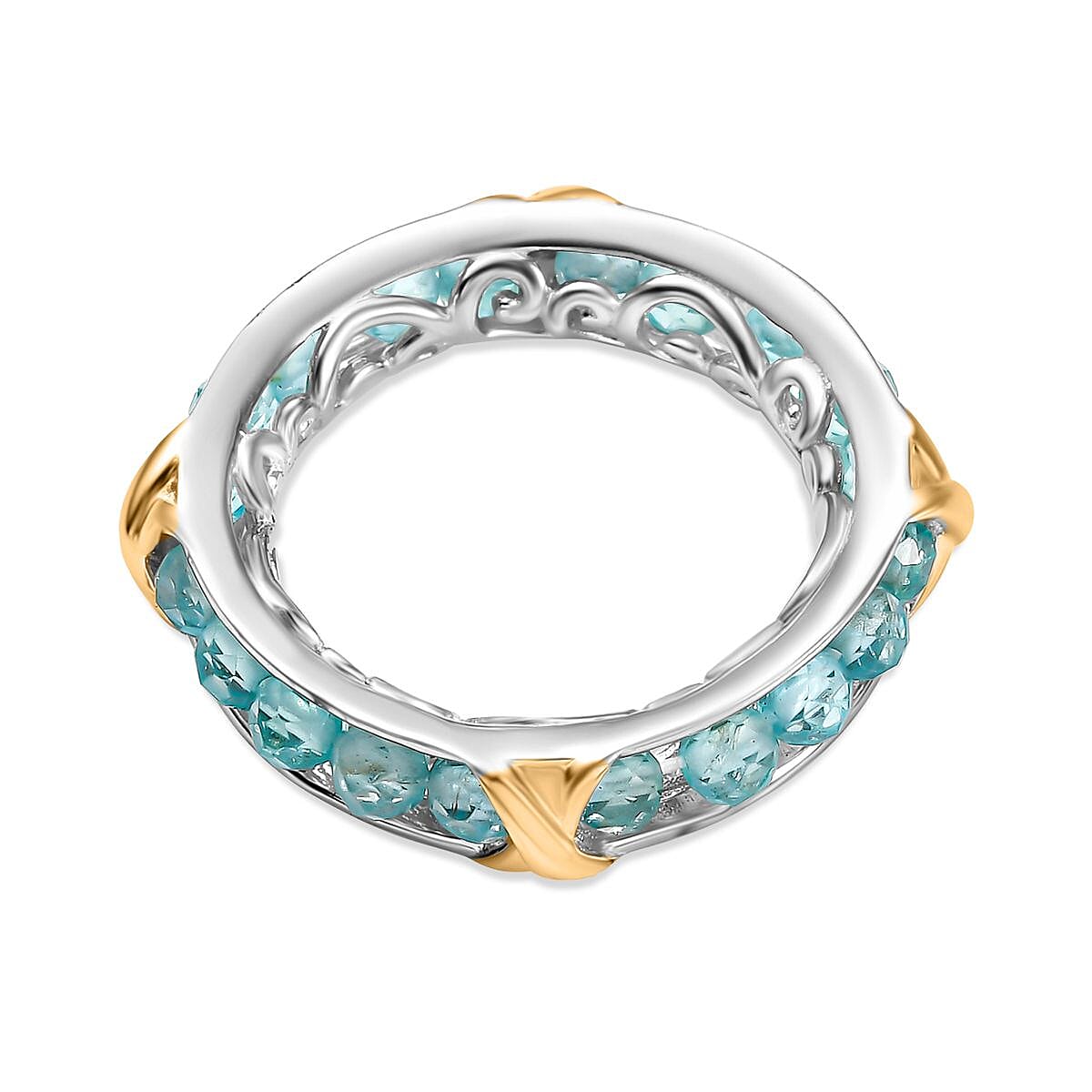 Karis Premium Mojave Blue Apatite 4.50 ctw Ring in 18K YG Plated and Platinum Bond (Size 10.0) image number 4