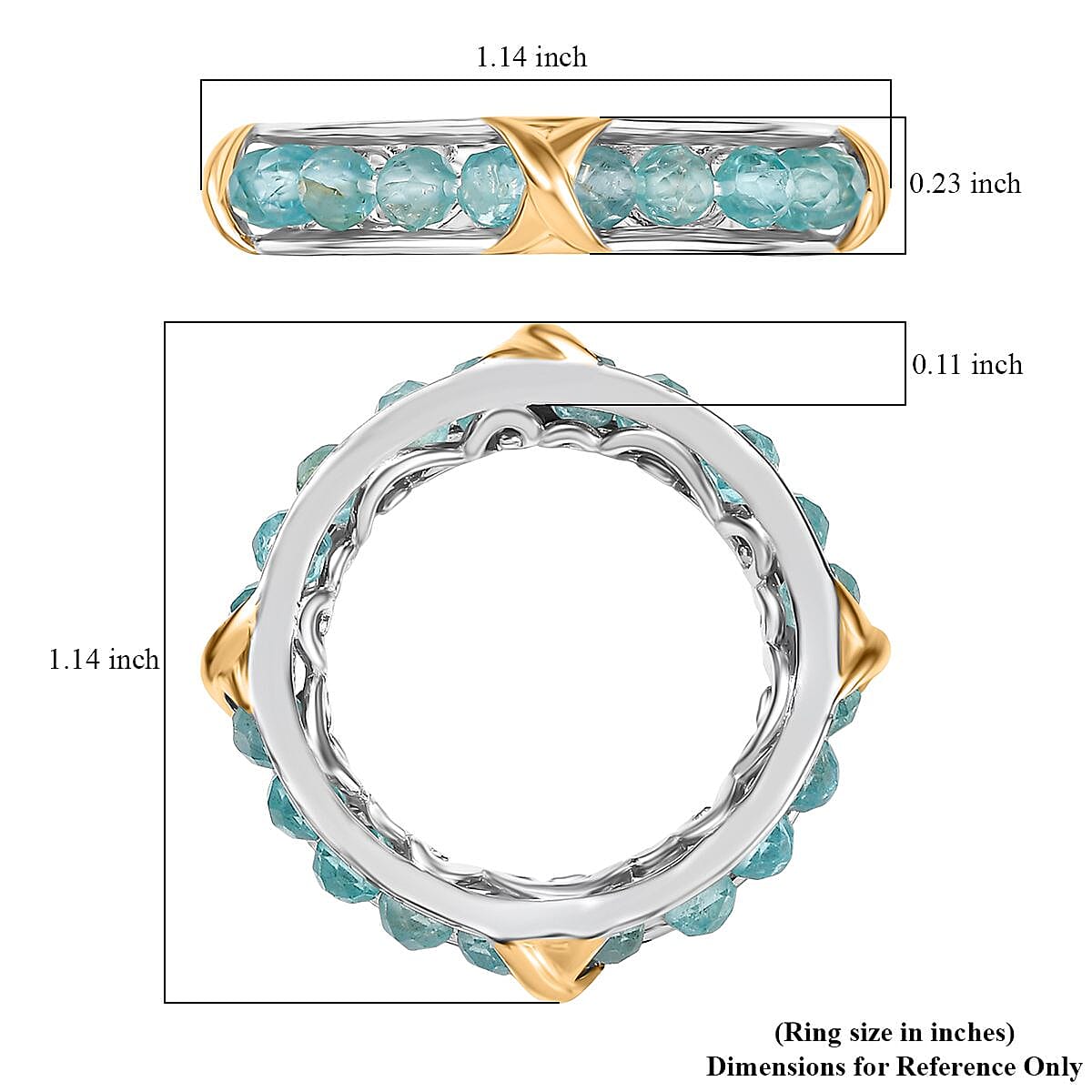 Karis Premium Mojave Blue Apatite 4.50 ctw Ring in 18K YG Plated and Platinum Bond (Size 7.0) image number 5