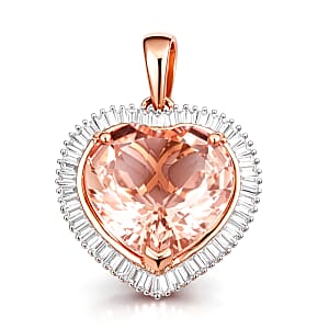 AAA Marropino Morganite and Diamond G-H I2 5.40 ctw Heart Pendant without Chain in 14K Rose Gold