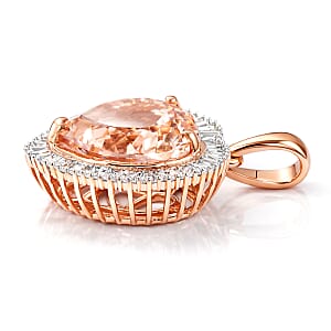 AAA Marropino Morganite and Diamond G-H I2 5.40 ctw Heart Pendant without Chain in 14K Rose Gold