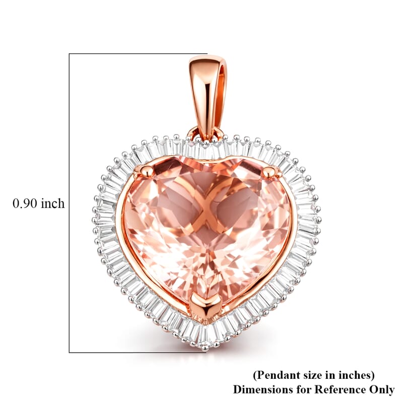 AAA Marropino Morganite and Diamond G-H I2 5.40 ctw Heart Pendant without Chain in 14K Rose Gold