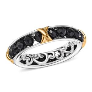 Karis Premium Thai Black Spinel 7.50 ctw Ring in 18K YG Plated and Platinum Bond (Size 10.0)