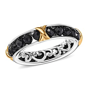 Karis Premium Thai Black Spinel 7.50 ctw Ring in 18K YG Plated and Platinum Bond (Size 6.0)