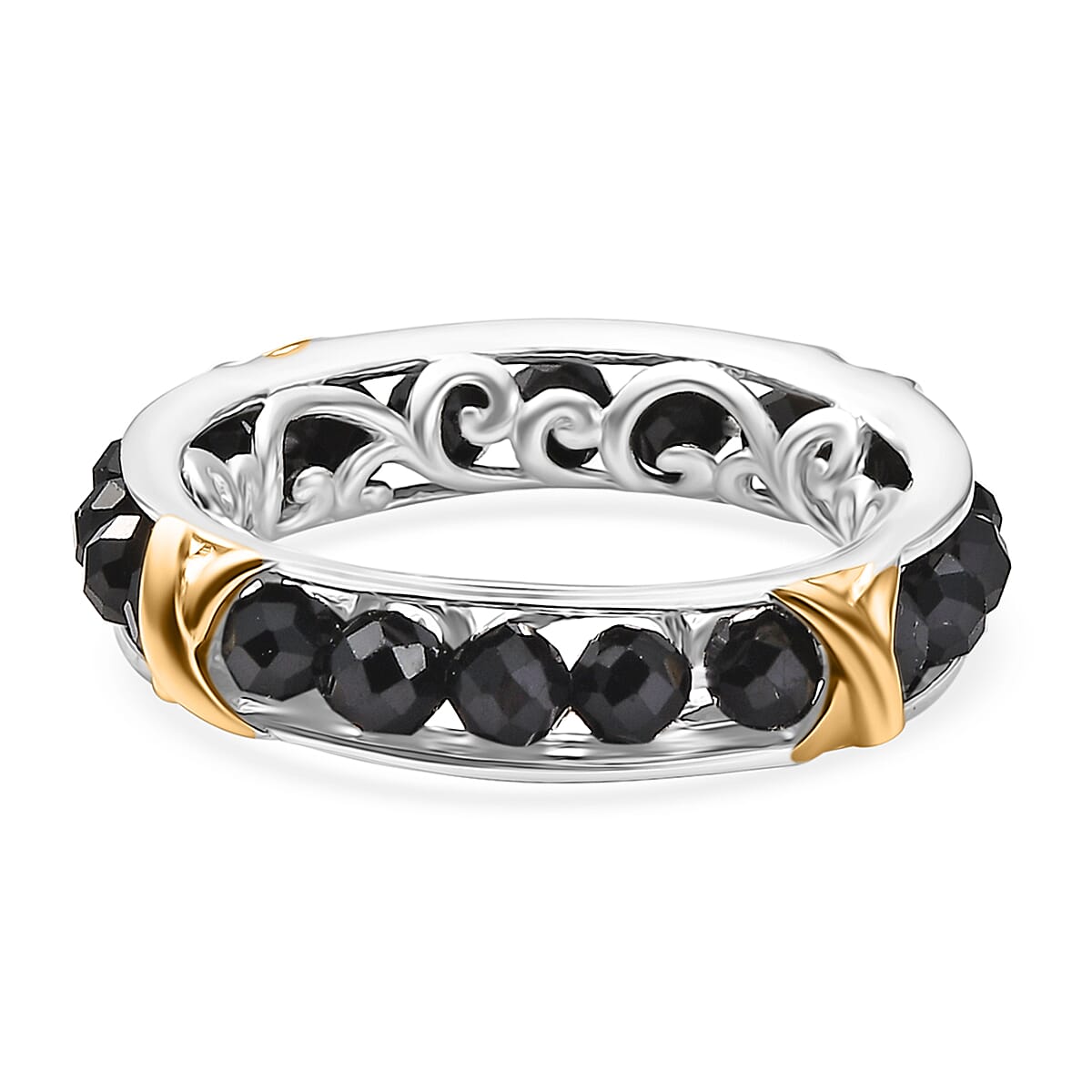 Karis Premium Thai Black Spinel 7.50 ctw Ring in 18K YG Plated and Platinum Bond (Size 9.0) image number 4