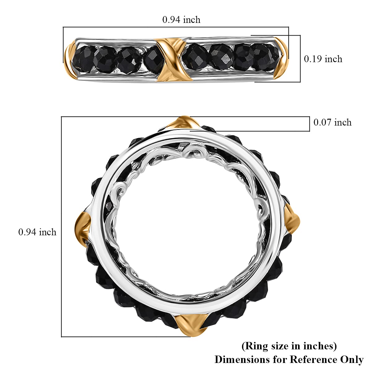 Karis Premium Thai Black Spinel 7.50 ctw Ring in 18K YG Plated and Platinum Bond (Size 9.0) image number 5