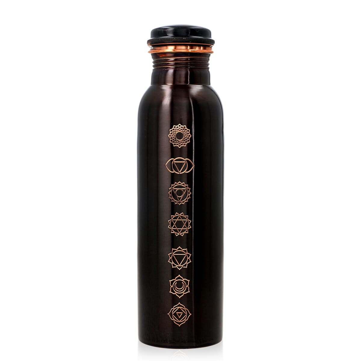 Brown Copper Infused Bottle 32oz with Shungite Infuser and Seven Chakra Beaded Stretch Bracelet Multi Color image number 1