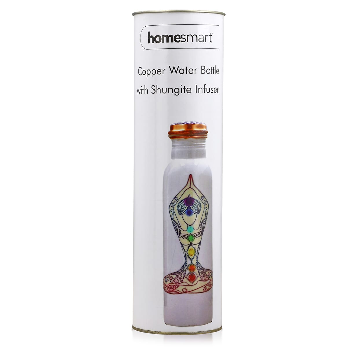 Multi Color Printed Copper Infused Bottle 32oz with Shungite Infuser with FREE Seven Chakra Beaded Stretch Bracelet image number 2