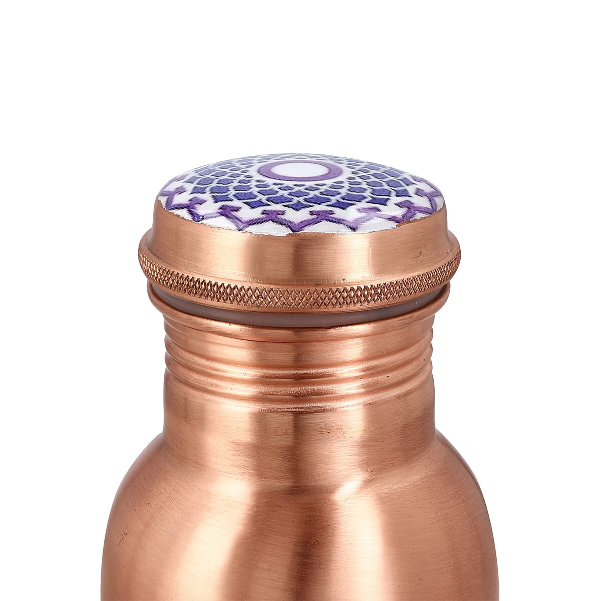 Multi Color Printed Copper Infused Bottle 32oz with Shungite Infuser and Seven Chakra Beaded Stretch Bracelet image number 4
