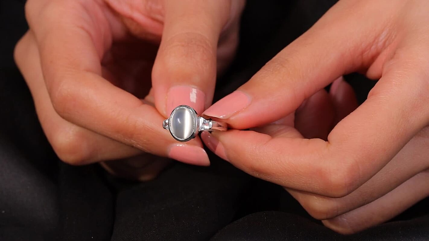 Srilankan Doublet Moonstone and White Topaz 3.65 ctw Ring in Rhodium Over Sterling Silver (Size 11.5)