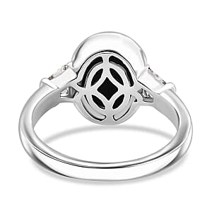 Srilankan Doublet Moonstone and White Topaz 3.36 ctw Ring in Rhodium Over Sterling Silver (Size 11.5)