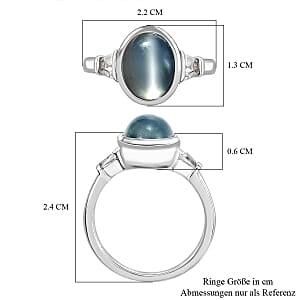 Srilankan Doublet Moonstone and White Topaz 3.36 ctw Ring in Rhodium Over Sterling Silver (Size 11.5)