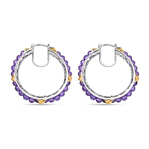 EverTrue African Amethyst 15.00 ctw Beads Earrings in 18K YG Plated and Platinum Bond