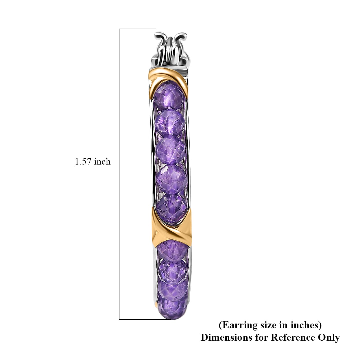 Karis African Amethyst  Beads Earrings in 18K YG Plated and Platinum Bond 15.00 ctw image number 4