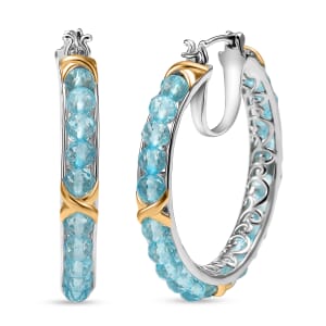 Karis Betroka Blue Apatite 15.85 ctw Hoop Earrings in 18K Yellow Gold Plated and Platinum Bond