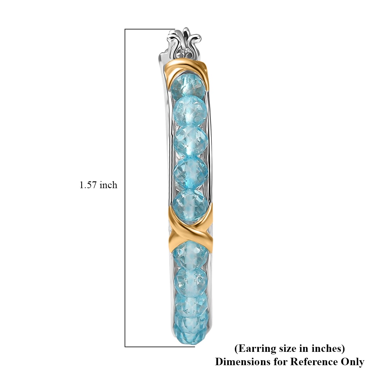 Karis Betroka Blue Apatite 15.85 ctw Hoop Earrings in 18K Yellow Gold Plated and Platinum Bond image number 4