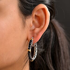 EverTrue Thai Black Spinel 15.00 ctw Beaded Earrings in 18K YG Plated and Platinum Bond