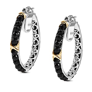 EverTrue Thai Black Spinel 15.00 ctw Beaded Earrings in 18K YG Plated and Platinum Bond