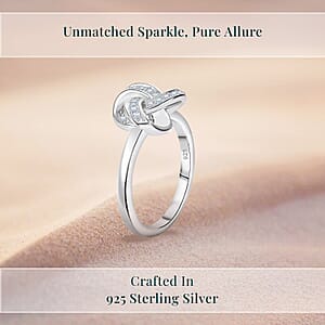 Luxuriant Lab Grown Diamond 0.20 ctw Knot Ring in Rhodium Over Sterling Silver (Size  6.0) (Del. In 10-12 Days)