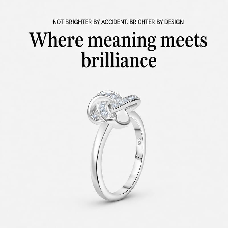 Luxuriant Lab Grown Diamond 0.20 ctw Knot Ring in Rhodium Over Sterling Silver (Size  6.0)