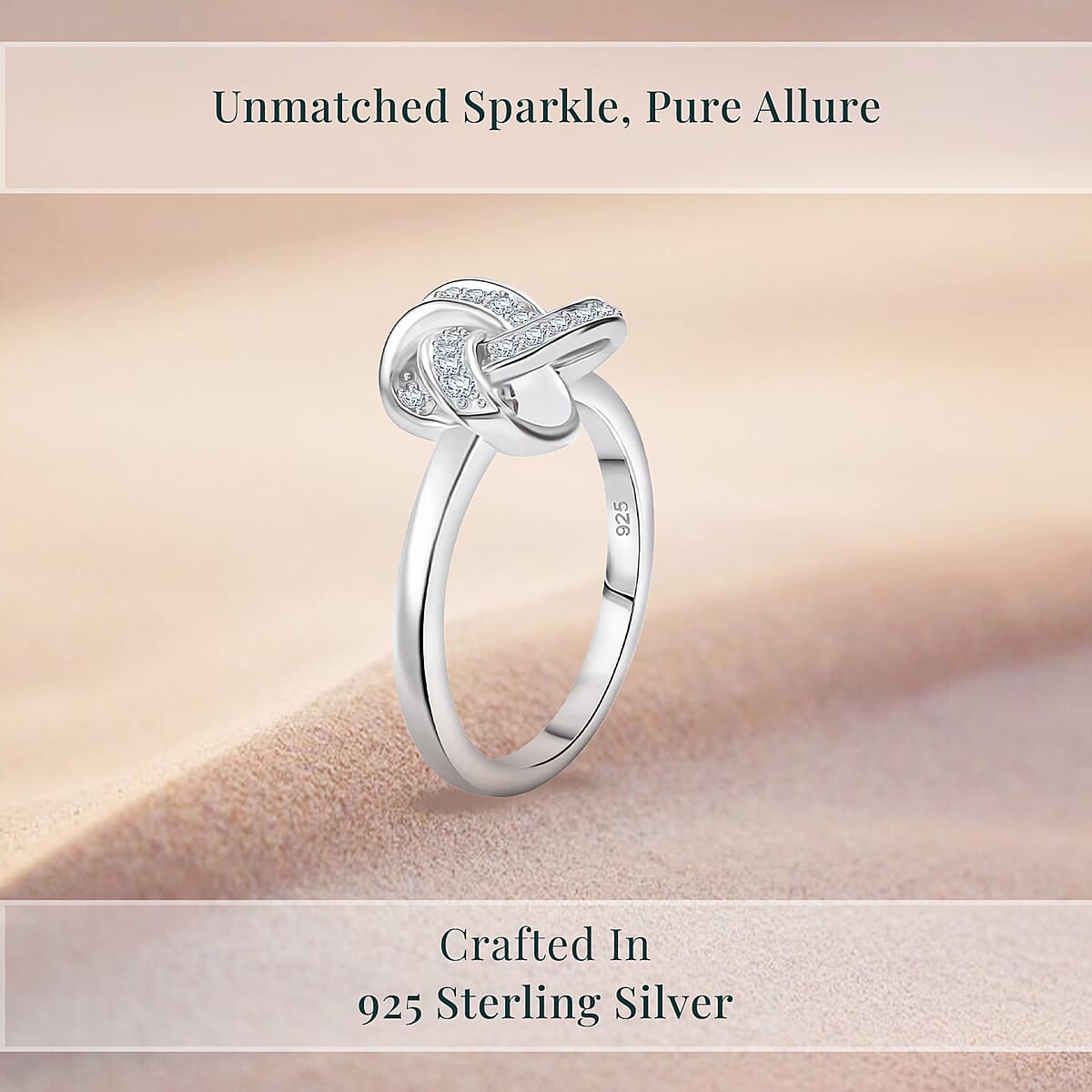 Luxuriant Lab Grown Diamond G-H SI 0.20 ctw Knot Ring in Rhodium Over Sterling Silver (Size 7.0)  image number 2