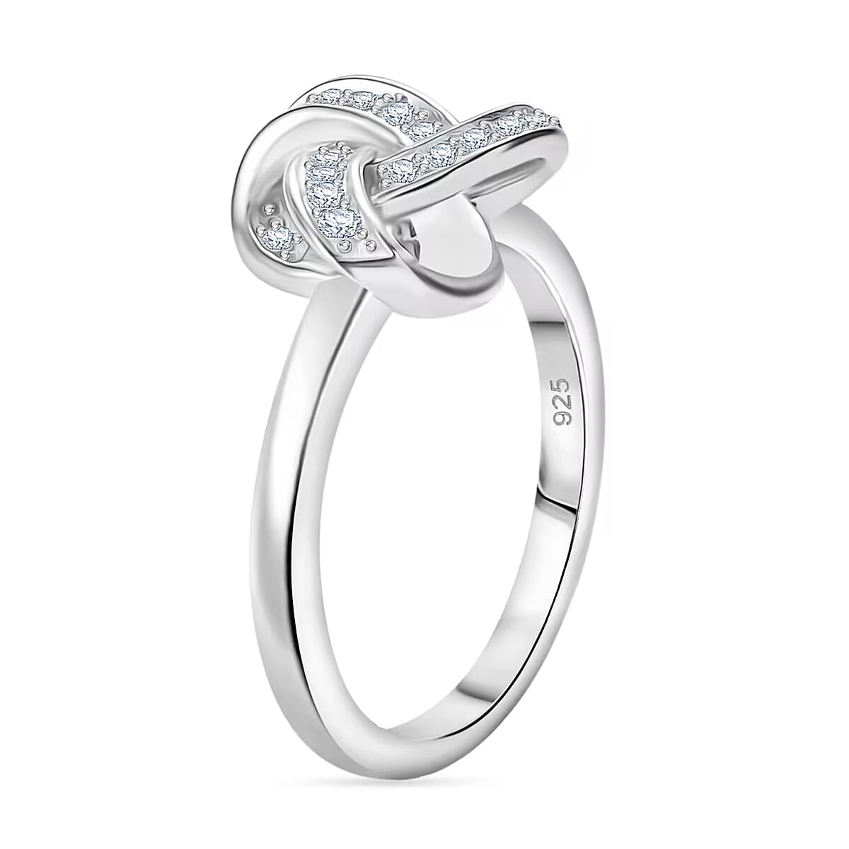 Luxuriant Lab Grown Diamond G-H SI 0.20 ctw Knot Ring in Rhodium Over Sterling Silver (Size 7.0)  image number 8
