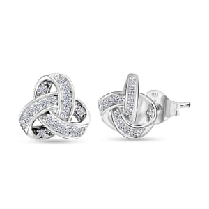 Luxuriant Lab Grown Diamond G-H SI 0.20 ctw Knot Earrings in Rhodium Over Sterling Silver