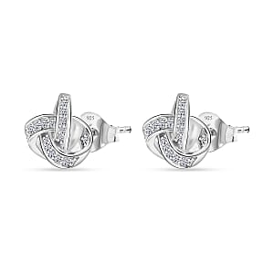 Luxuriant Lab Grown Diamond G-H SI 0.20 ctw Knot Earrings in Rhodium Over Sterling Silver