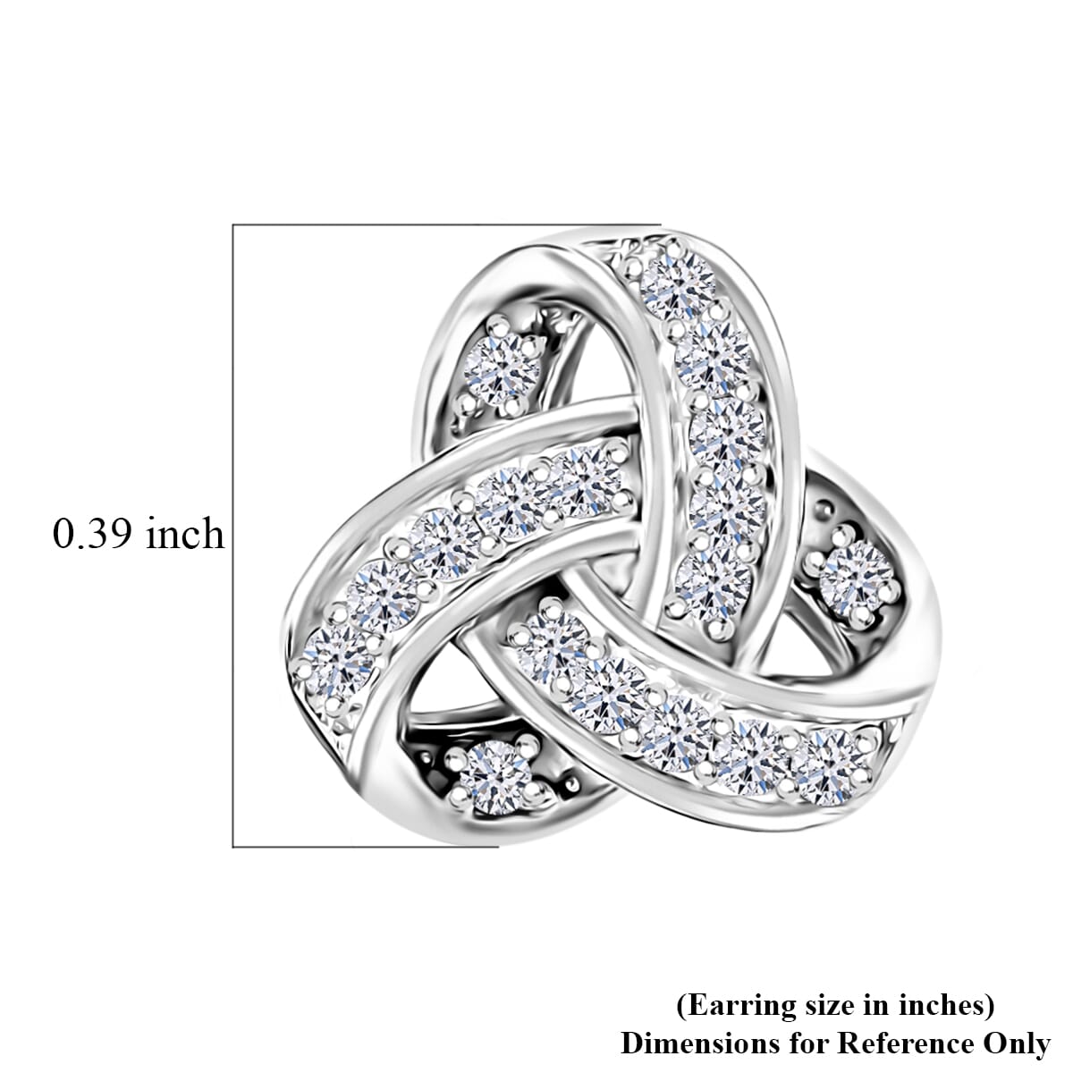 Luxuriant Lab Grown Diamond G-H SI 0.20 ctw Knot Earrings in Rhodium Over Sterling Silver image number 5