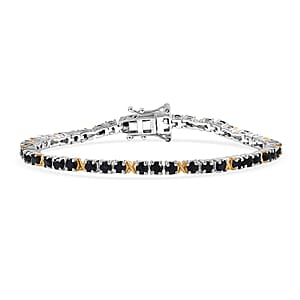 EverTrue Blue Sapphire 5.40 ctw Bracelet in 18K YG Plated and Platinum Bond (6.50 In)