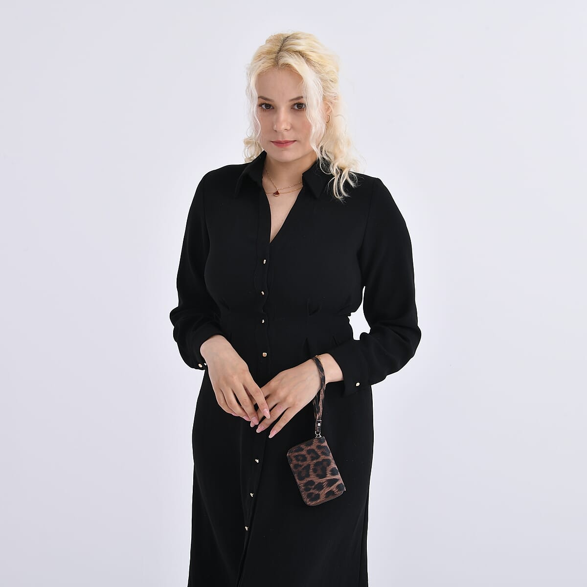 Black, White, Khaki, Coffee and Gold Faux Leather Set of 5 Card Holder with Wrist Strap image number 1