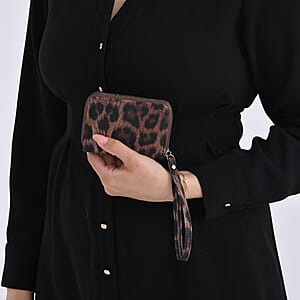 Black, White, Khaki, Coffee and Gold Faux Leather Set of 5 Card Holder with Wrist Strap