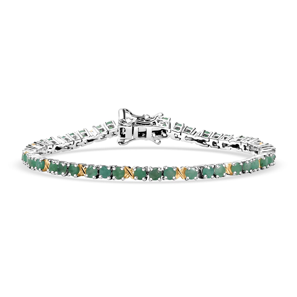 Karis Emerald Tennis Bracelet 18K YG Plated and Platinum Bond (6.50 In) 3.70 ctw image number 0