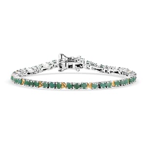 Karis Emerald 3.70 ctw Tennis Bracelet 18K YG Plated and Platinum Bond (6.50 In)