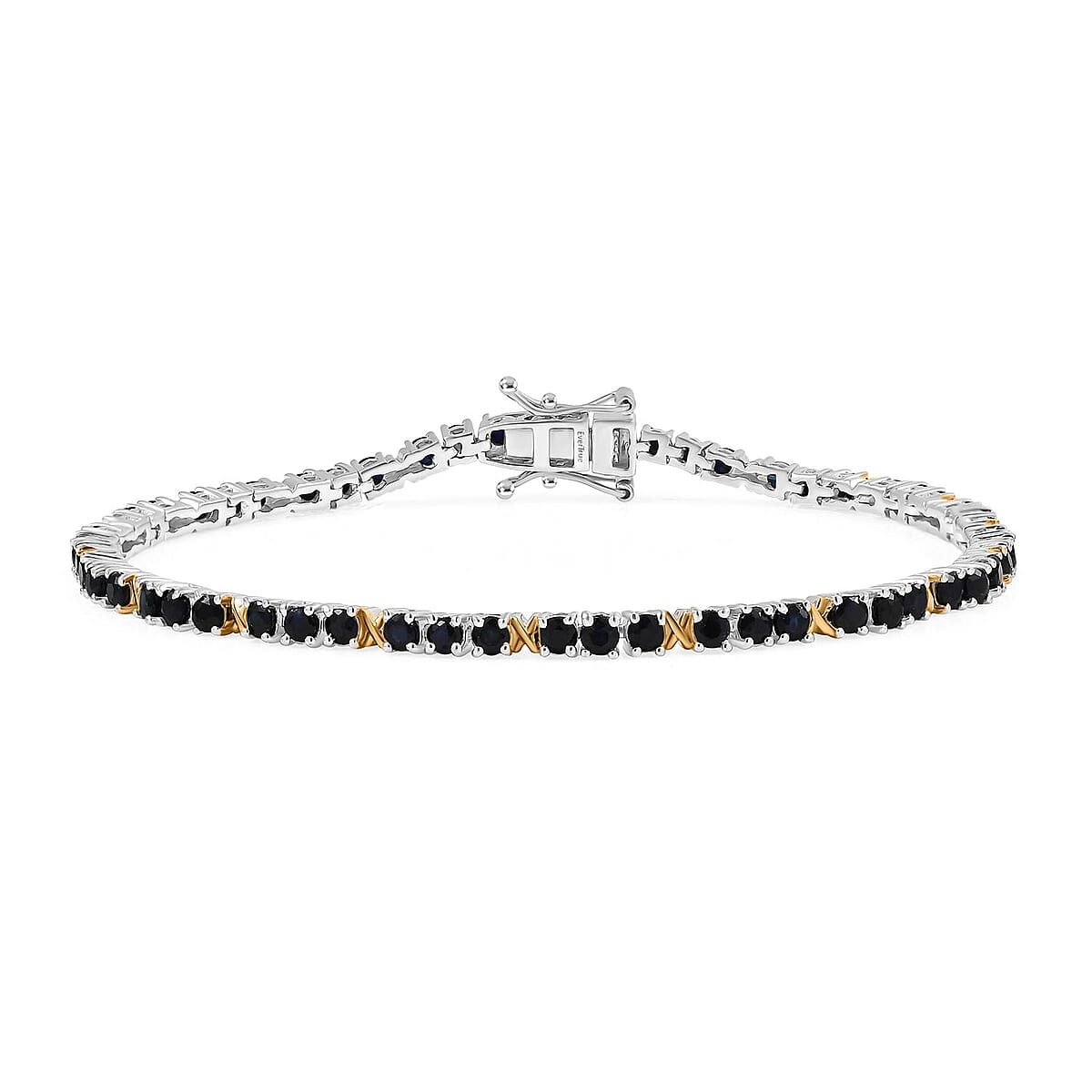 EverTrue Blue Sapphire 6.60 ctw XOXO Bracelet in 18K YG Plated and Platinum Bond (8.00 In) image number 0