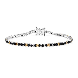 EverTrue Blue Sapphire 6.60 ctw XOXO Bracelet in 18K YG Plated and Platinum Bond (8.00 In)