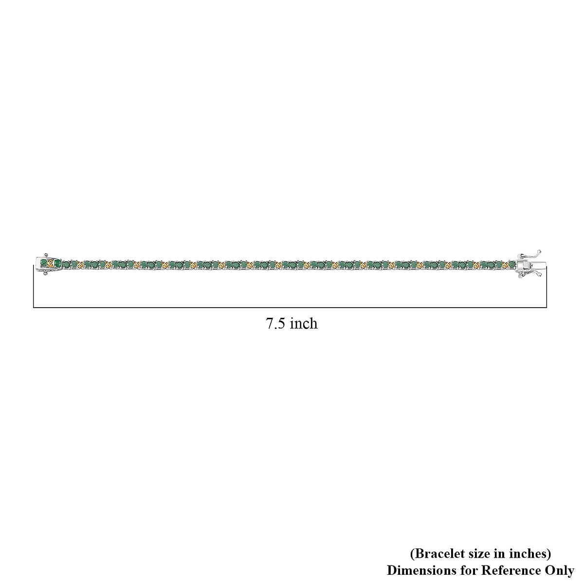 EverTrue Emerald 4.20 ctw Tennis Bracelet 18K YG Plated and Platinum Bo (7.25 In)  image number 4