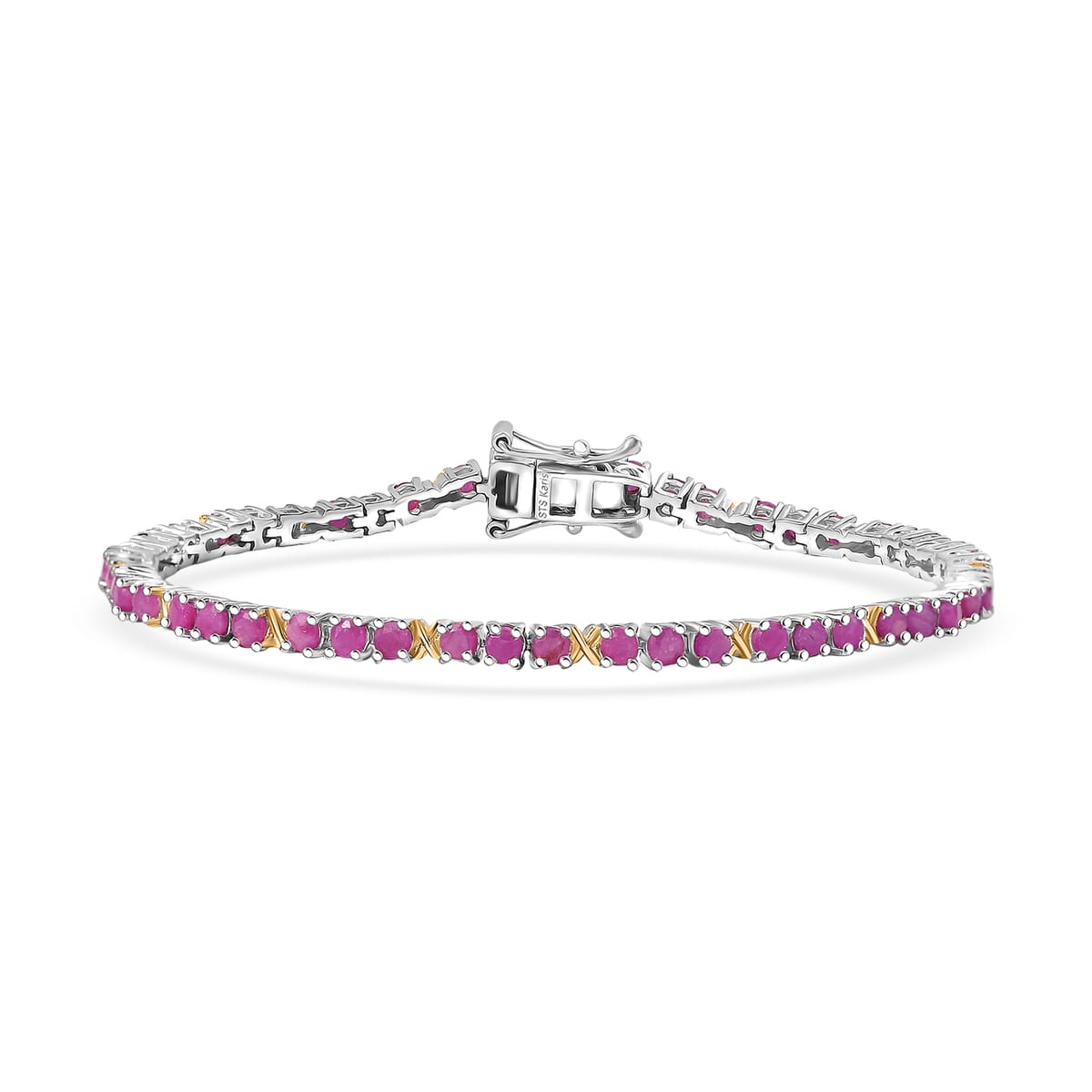 Ever True Ruby 6.50 ctw Bracelet in 18K YG Plated and Platinum Bond (7.25 In) image number 0