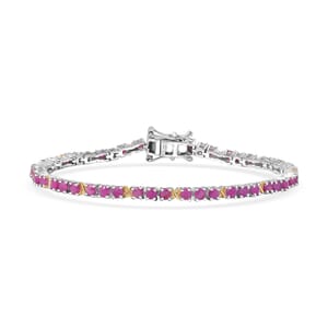 Ever True Ruby 6.50 ctw Bracelet in 18K YG Plated and Platinum Bond (7.25 In)
