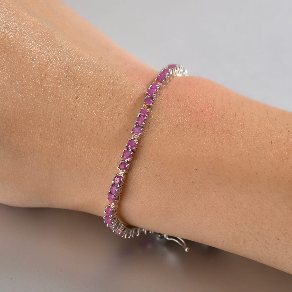 Ever True Ruby 6.50 ctw Bracelet in 18K YG Plated and Platinum Bond (7.25 In) image number 2