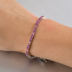 EverTrue Ruby 6.50 ctw XOXO Bracelet in 18K YG Plated and Platinum Bond (7.25 In)