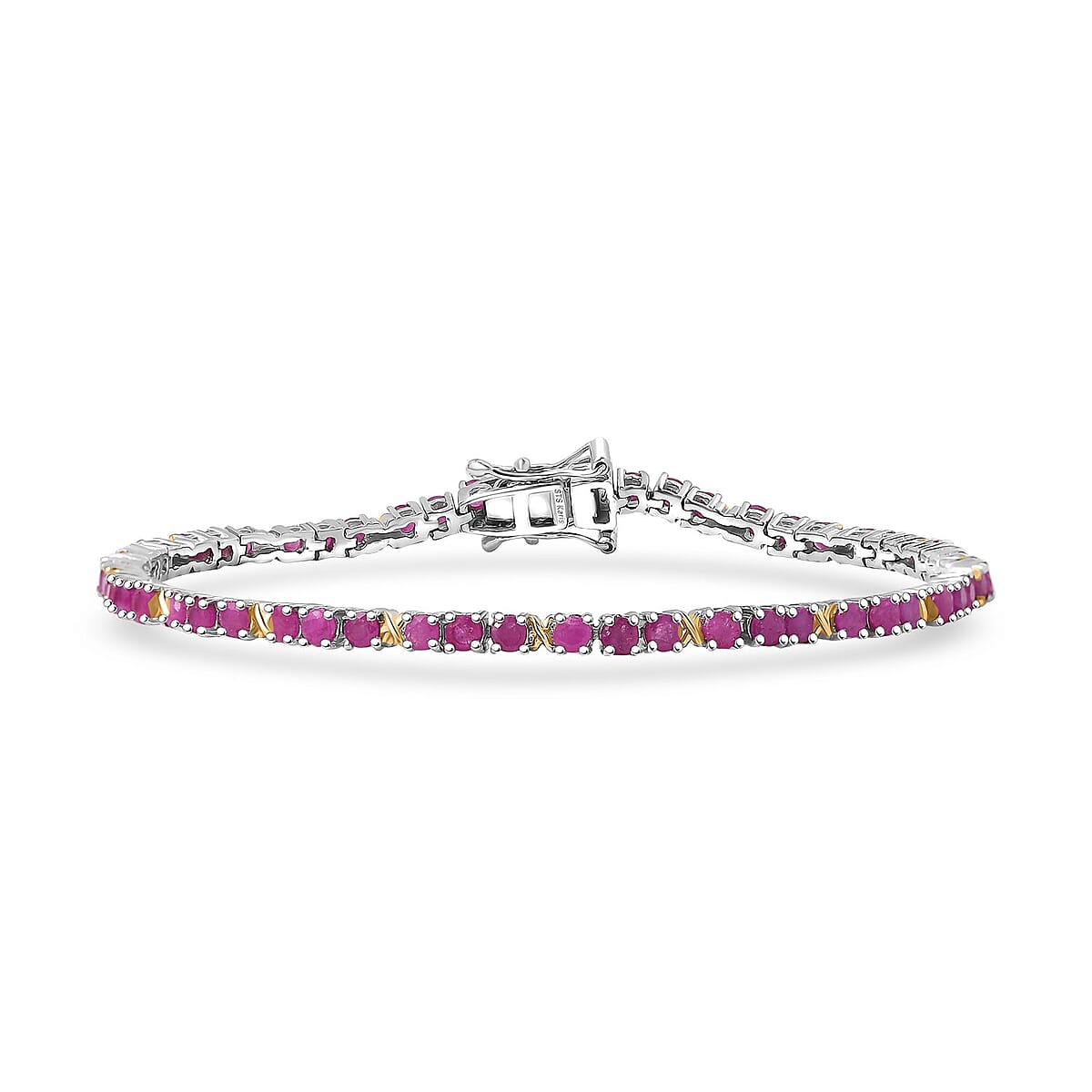 EverTrue Ruby 7.15 ctw Bracelet in 18K YG Plated and Platinum Bond (8.00 In) image number 0